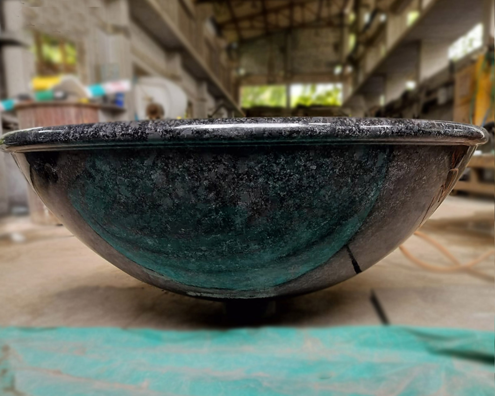 Black granite fish pond