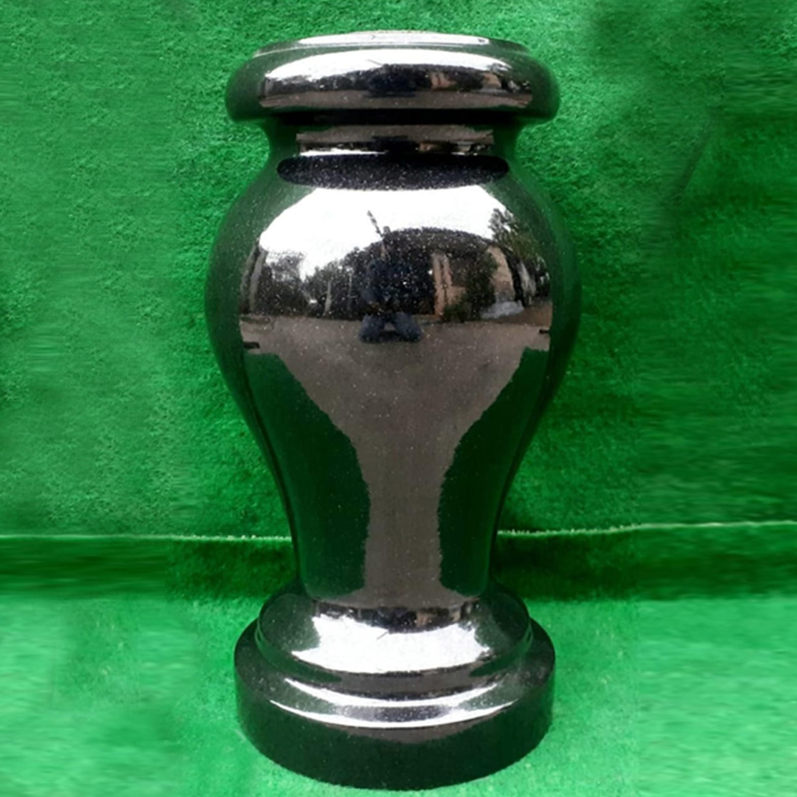 Vase made of absolute black granite